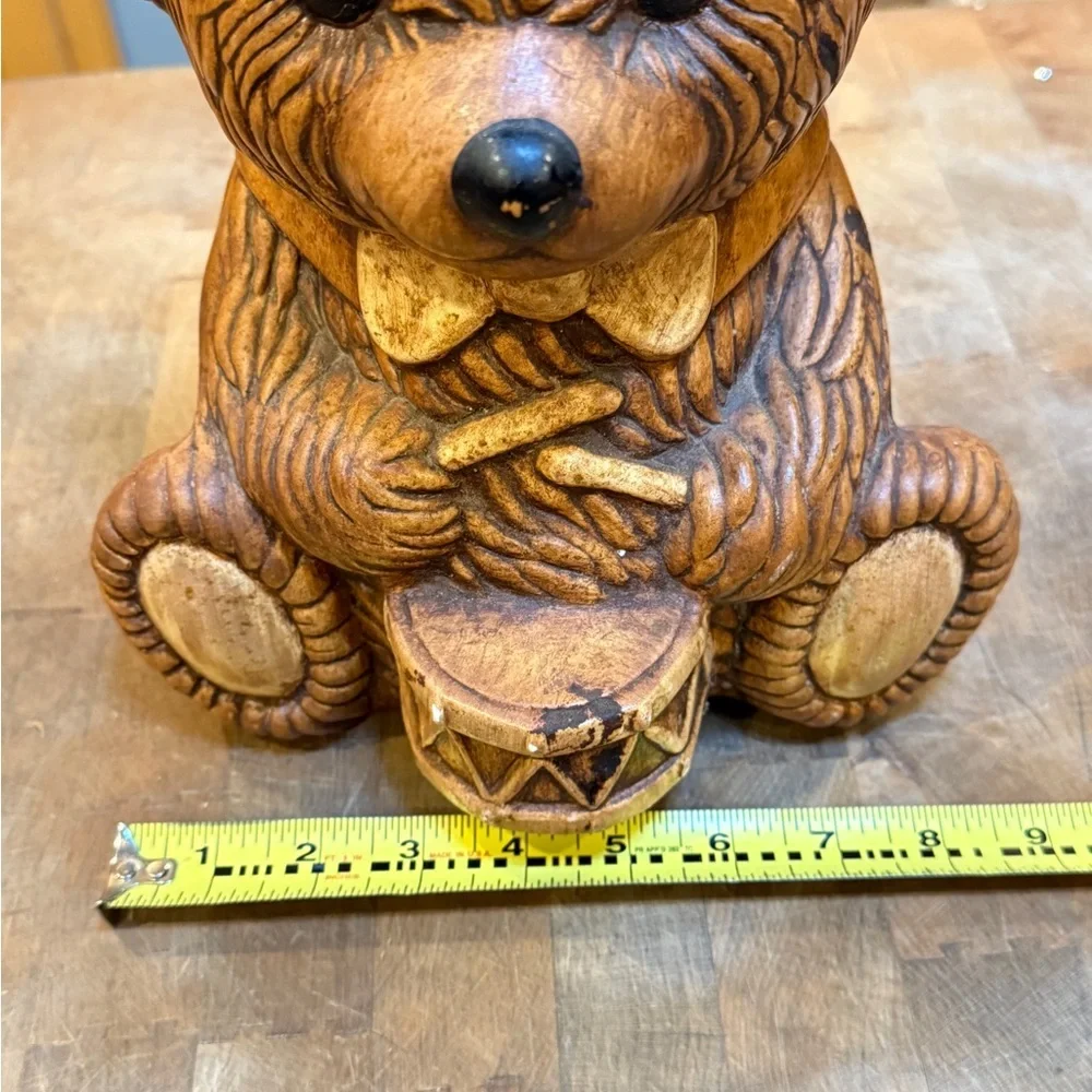 Great American Pottery Company Brown Bear Drummer Vintage Cookie Jar made USA